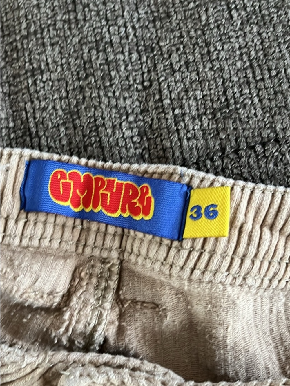 Empyre  Beige Corduroy Pants with Colorful Logo
